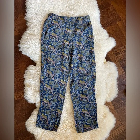 J. Crew 100% Silk Full-length Easy Pant Botanical Cheetah Print Women's 4 $198 - Picture 7 of 8